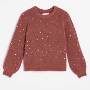NWT LOFT Pearl Embellished Sweater